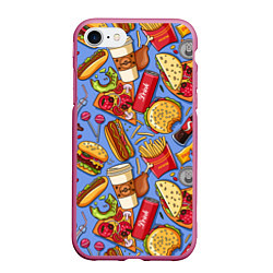 Чехол iPhone 7/8 матовый Fastfood Life, цвет: 3D-малиновый