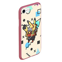 Чехол iPhone 7/8 матовый Pikachu Geometry, цвет: 3D-малиновый — фото 2
