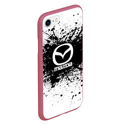 Чехол iPhone 7/8 матовый Mazda: Black Spray, цвет: 3D-малиновый — фото 2