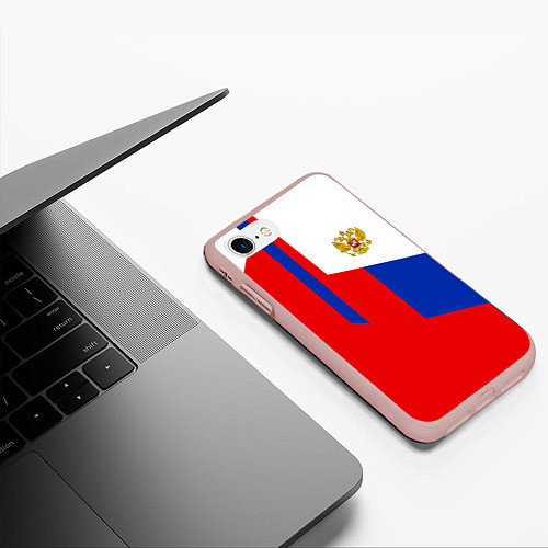 Чехол iPhone 7/8 матовый Russia: Geometry Tricolor / 3D-Светло-розовый – фото 3