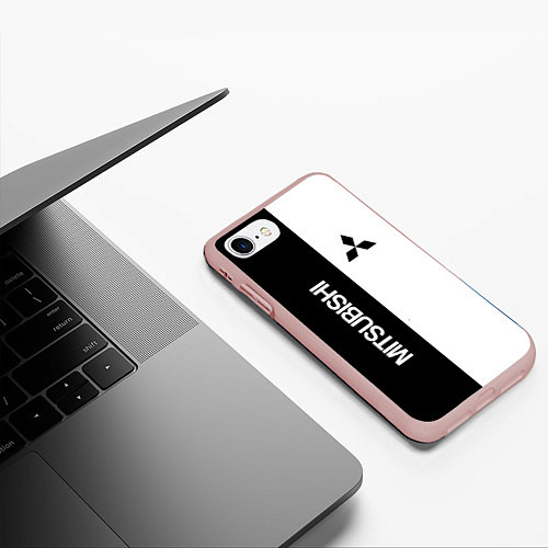 Чехол iPhone 7/8 матовый Mitsubishi B&W / 3D-Светло-розовый – фото 3