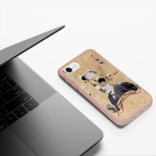 Чехол iPhone 7/8 матовый Зигмунд Фрейд / 3D-Светло-розовый – фото 3