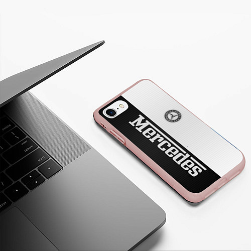 Чехол iPhone 7/8 матовый Mercedes B&W / 3D-Светло-розовый – фото 3