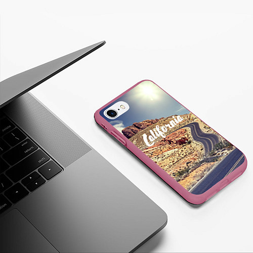 Чехол iPhone 7/8 матовый California Way / 3D-Малиновый – фото 3