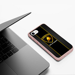 Чехол iPhone 7/8 матовый Lamborghini Luxury, цвет: 3D-светло-розовый — фото 2
