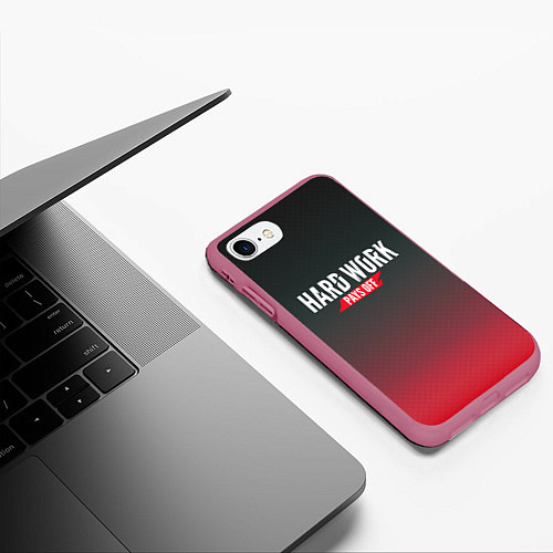 Чехол iPhone 7/8 матовый Hard Work Pays Off: Red / 3D-Малиновый – фото 3