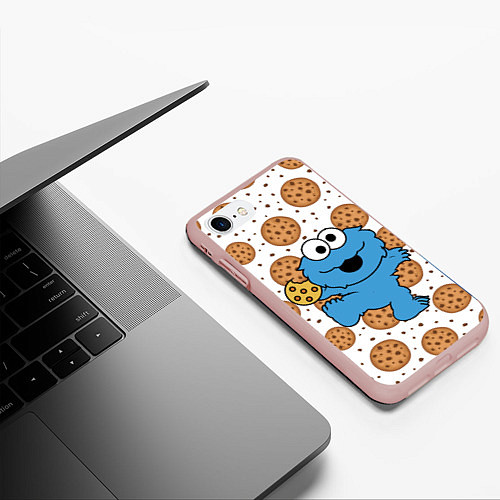 Чехол iPhone 7/8 матовый Cookie Monster / 3D-Светло-розовый – фото 3