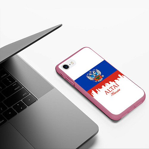 Чехол iPhone 7/8 матовый Altai: Russia / 3D-Малиновый – фото 3