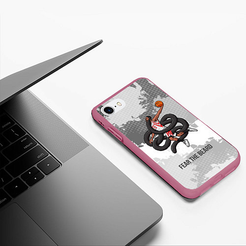 Чехол iPhone 7/8 матовый Fear the Beard / 3D-Малиновый – фото 3