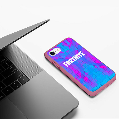 Чехол iPhone 7/8 матовый Fortnite: Acid Neon / 3D-Малиновый – фото 3