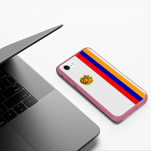 Чехол iPhone 7/8 матовый I Love Armenia / 3D-Малиновый – фото 3