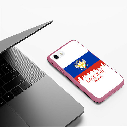 Чехол iPhone 7/8 матовый Dagestan: Russia / 3D-Малиновый – фото 3