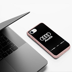 Чехол iPhone 7/8 матовый Audi: Black Abstract, цвет: 3D-светло-розовый — фото 2