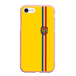 Чехол iPhone 7/8 матовый Молдавия: лента с гербом, цвет: 3D-светло-розовый