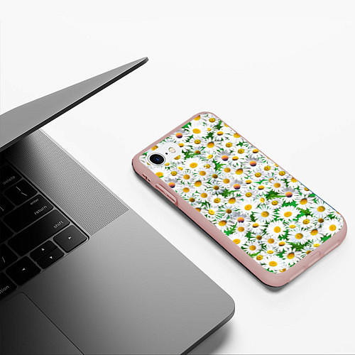 Чехол iPhone 7/8 матовый Полевые ромашки / 3D-Светло-розовый – фото 3