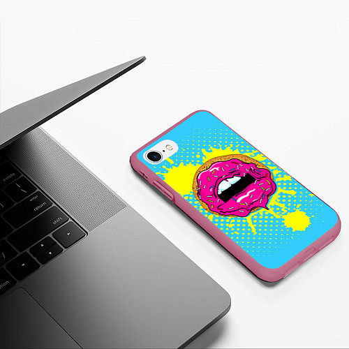 Чехол iPhone 7/8 матовый Donut Lips / 3D-Малиновый – фото 3