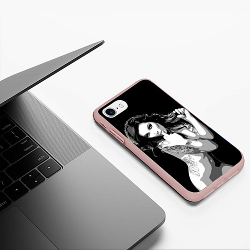 Чехол iPhone 7/8 матовый Sexy Girl: Black & White / 3D-Светло-розовый – фото 3