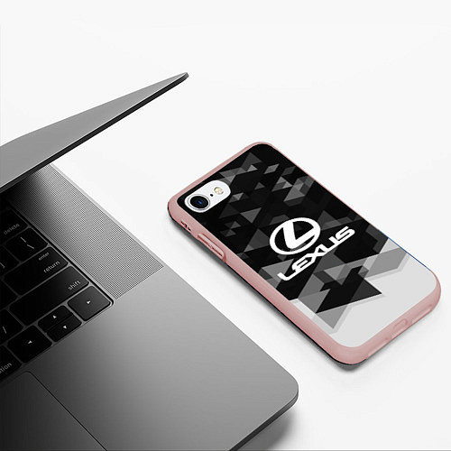 Чехол iPhone 7/8 матовый Lexus sport geometry / 3D-Светло-розовый – фото 3