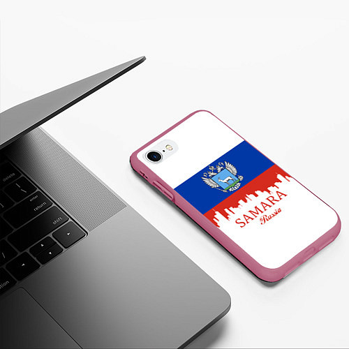 Чехол iPhone 7/8 матовый Samara: Russia / 3D-Малиновый – фото 3