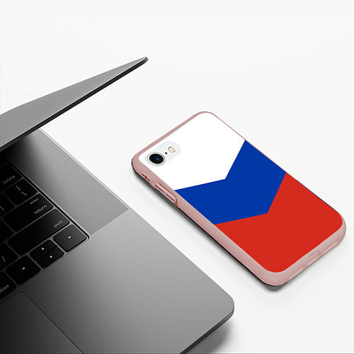 Чехол iPhone 7/8 матовый Российский триколор / 3D-Светло-розовый – фото 3