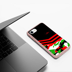 Чехол iPhone 7/8 матовый CS:GO Red Camo, цвет: 3D-светло-розовый — фото 2