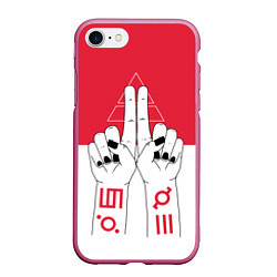 Чехол iPhone 7/8 матовый 30 STM: Faith Hands, цвет: 3D-малиновый