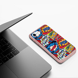 Чехол iPhone 7/8 матовый Pop art pattern, цвет: 3D-светло-розовый — фото 2