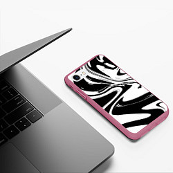 Чехол iPhone 7/8 матовый Черный акрил, цвет: 3D-малиновый — фото 2