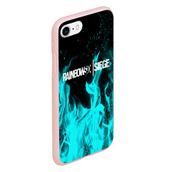 Чехол iPhone 7/8 матовый R6S: Turquoise Flame, цвет: 3D-светло-розовый — фото 2