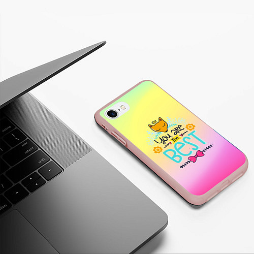 Чехол iPhone 7/8 матовый You are the best / 3D-Светло-розовый – фото 3