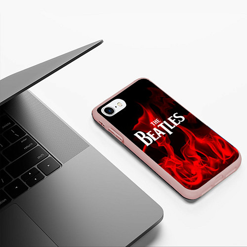 Чехол iPhone 7/8 матовый The Beatles: Red Flame / 3D-Светло-розовый – фото 3