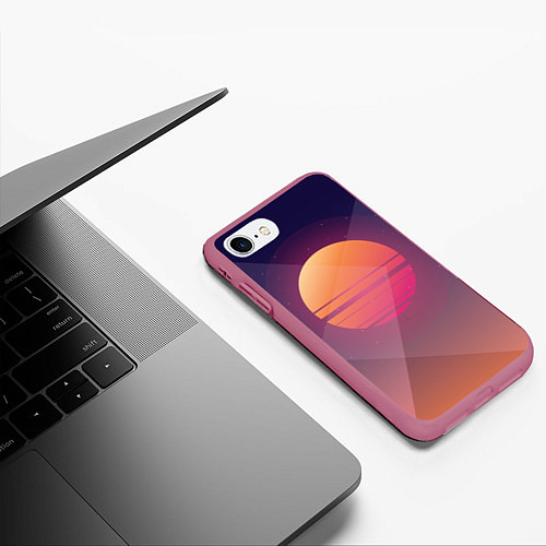 Чехол iPhone 7/8 матовый Retro Sunrise / 3D-Малиновый – фото 3