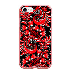 Чехол iPhone 7/8 матовый Хохлома красная, цвет: 3D-баблгам