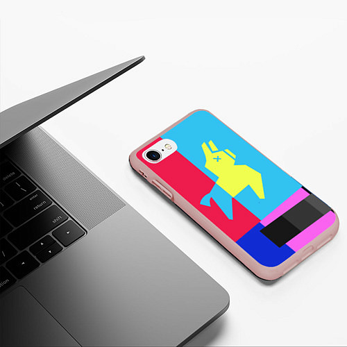Чехол iPhone 7/8 матовый Цветная Лама / 3D-Светло-розовый – фото 3