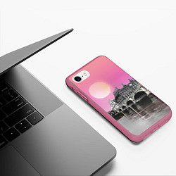 Чехол iPhone 7/8 матовый Закат в Великобритании, цвет: 3D-малиновый — фото 2