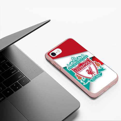 Чехол iPhone 7/8 матовый FC Liverpool / 3D-Светло-розовый – фото 3