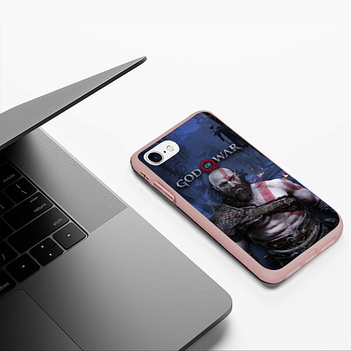 Чехол iPhone 7/8 матовый God of War: Kratos / 3D-Светло-розовый – фото 3