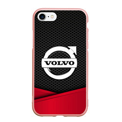 Чехол iPhone 7/8 матовый Volvo: Grey Carbon, цвет: 3D-светло-розовый