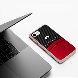 Чехол iPhone 7/8 матовый Infiniti: Red Carbon, цвет: 3D-светло-розовый — фото 2