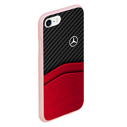 Чехол iPhone 7/8 матовый Mercedes Benz: Red Carbon, цвет: 3D-светло-розовый — фото 2