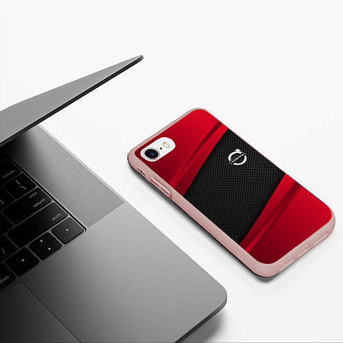 Чехол iPhone 7/8 матовый Volvo: Red Sport / 3D-Светло-розовый – фото 3
