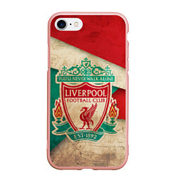 Чехол iPhone 7/8 матовый FC Liverpool: Old Style, цвет: 3D-светло-розовый