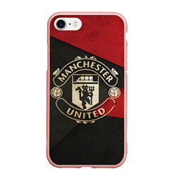 Чехол iPhone 7/8 матовый FC Man United: Old Style, цвет: 3D-светло-розовый