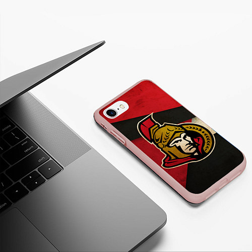 Чехол iPhone 7/8 матовый HC Ottawa Senators: Old Style / 3D-Светло-розовый – фото 3