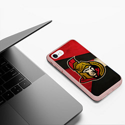 Чехол iPhone 7/8 матовый HC Ottawa Senators: Old Style, цвет: 3D-светло-розовый — фото 2