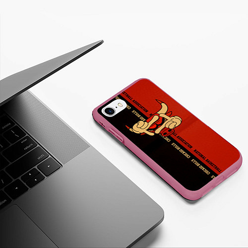 Чехол iPhone 7/8 матовый NBA. Chicago Bulls / 3D-Малиновый – фото 3