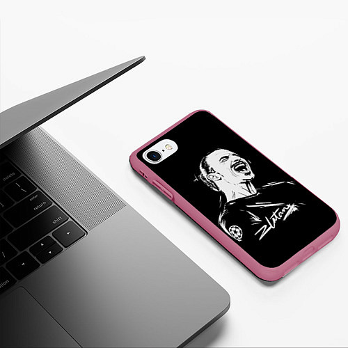 Чехол iPhone 7/8 матовый Zlatan Ibrahimovic / 3D-Малиновый – фото 3