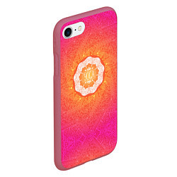 Чехол iPhone 7/8 матовый Солнечная мандала, цвет: 3D-малиновый — фото 2