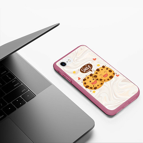 Чехол iPhone 7/8 матовый Smile Cookies / 3D-Малиновый – фото 3