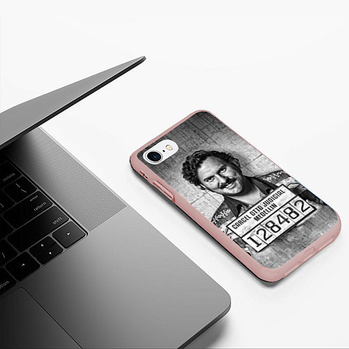 Чехол iPhone 7/8 матовый Пабло Эскобар / 3D-Светло-розовый – фото 3